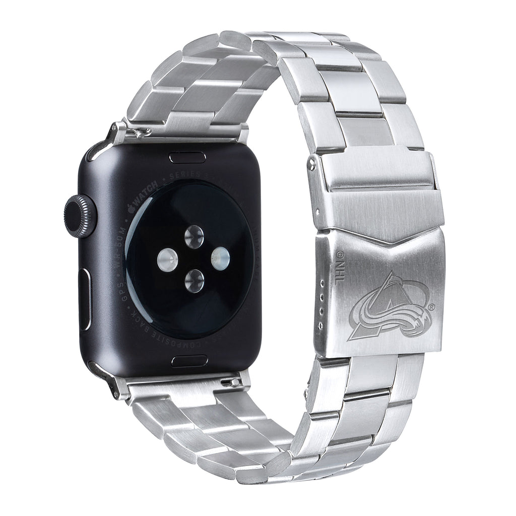 Colorado Avalanche Stainless Steel Link Style Apple Watch Band - AffinityBands