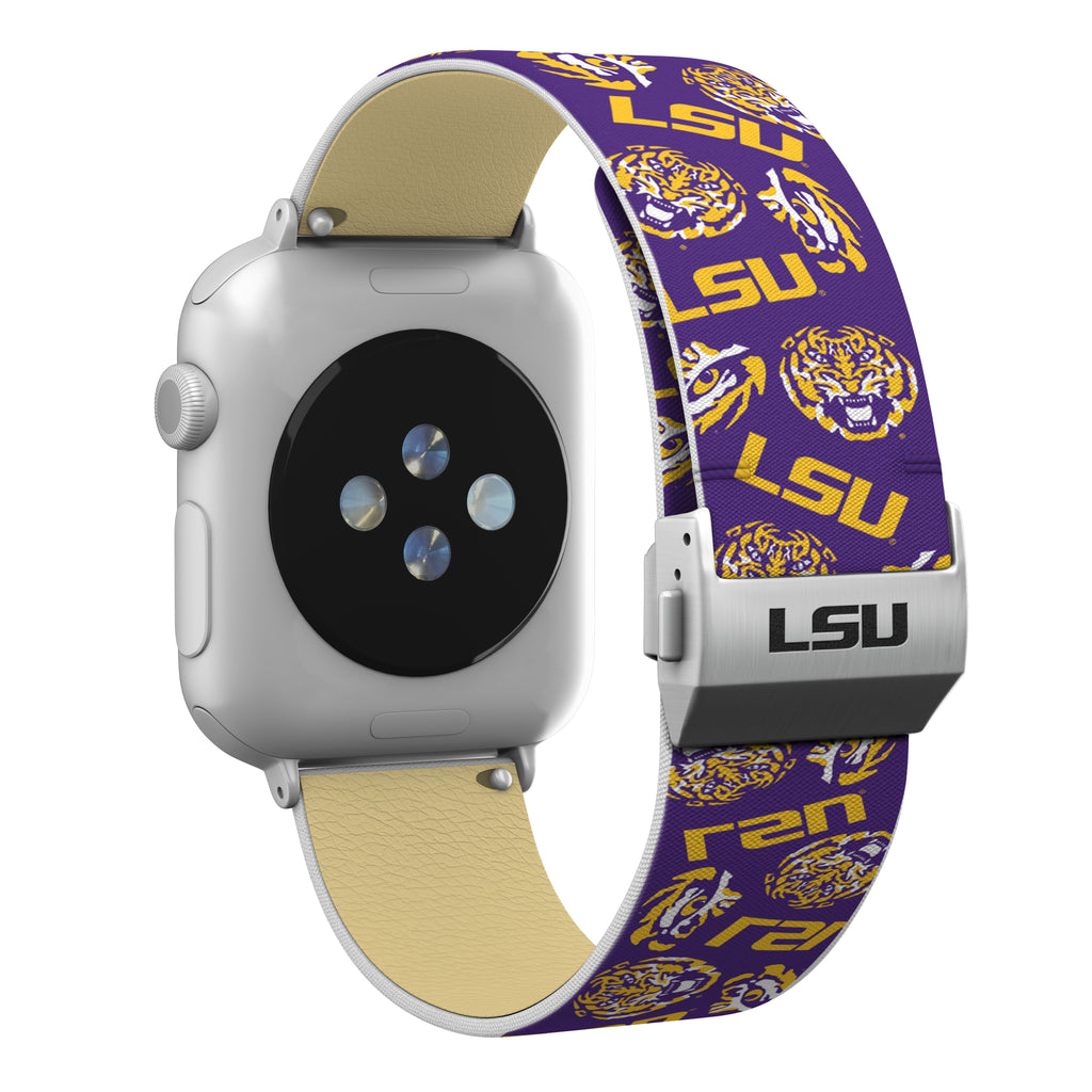 Louisiana State Tigers Full Print Watch Band With Engraved Buckle - AffinityBands