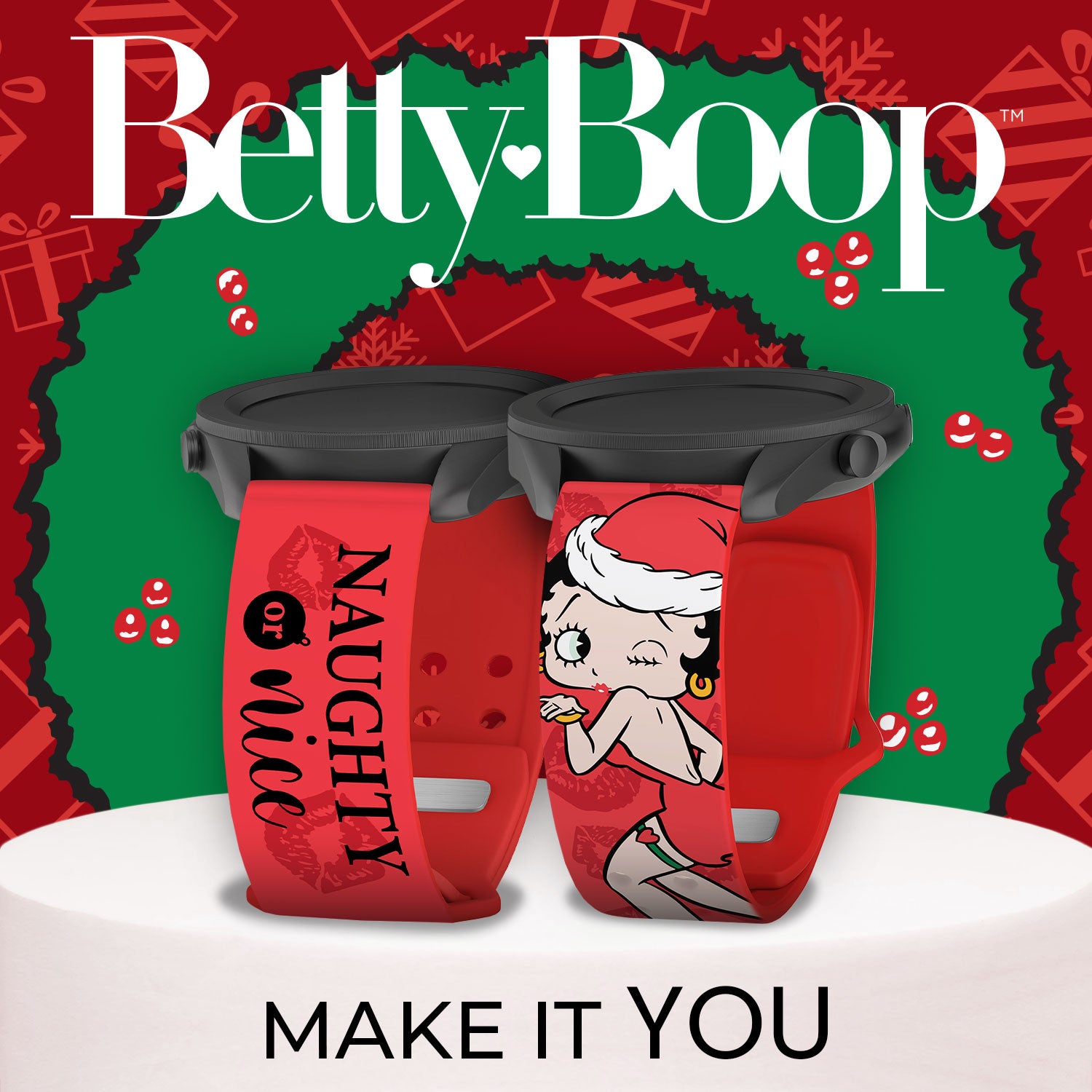 Betty Boop Happy Holidays HD Watchband for Samsung, Garmin, Fossil
