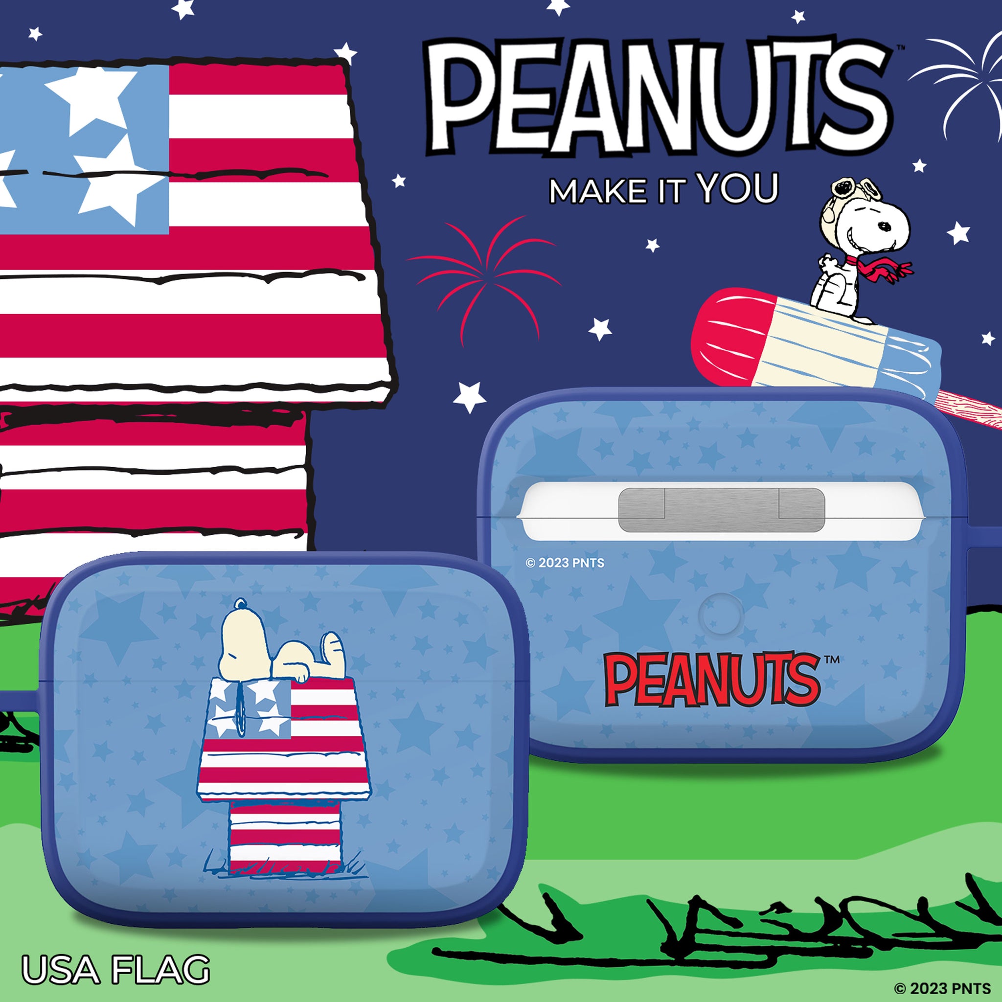Peanuts Patriotic HDX Apple AirPods Pro 1 & 2 Case Cover