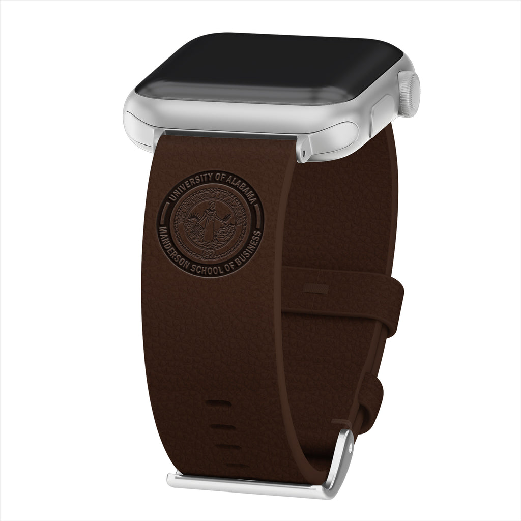 Manderson School of Business Leather Apple Watch Band Brown