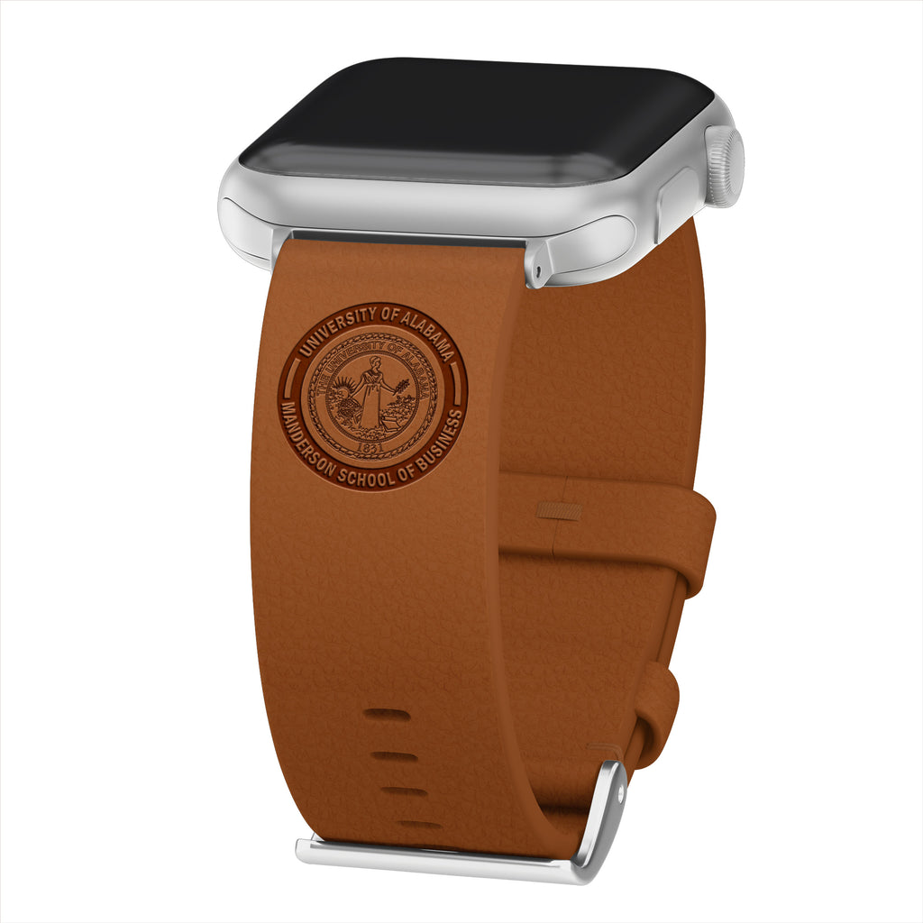 Manderson School of Business Leather Apple Watch Band Tan