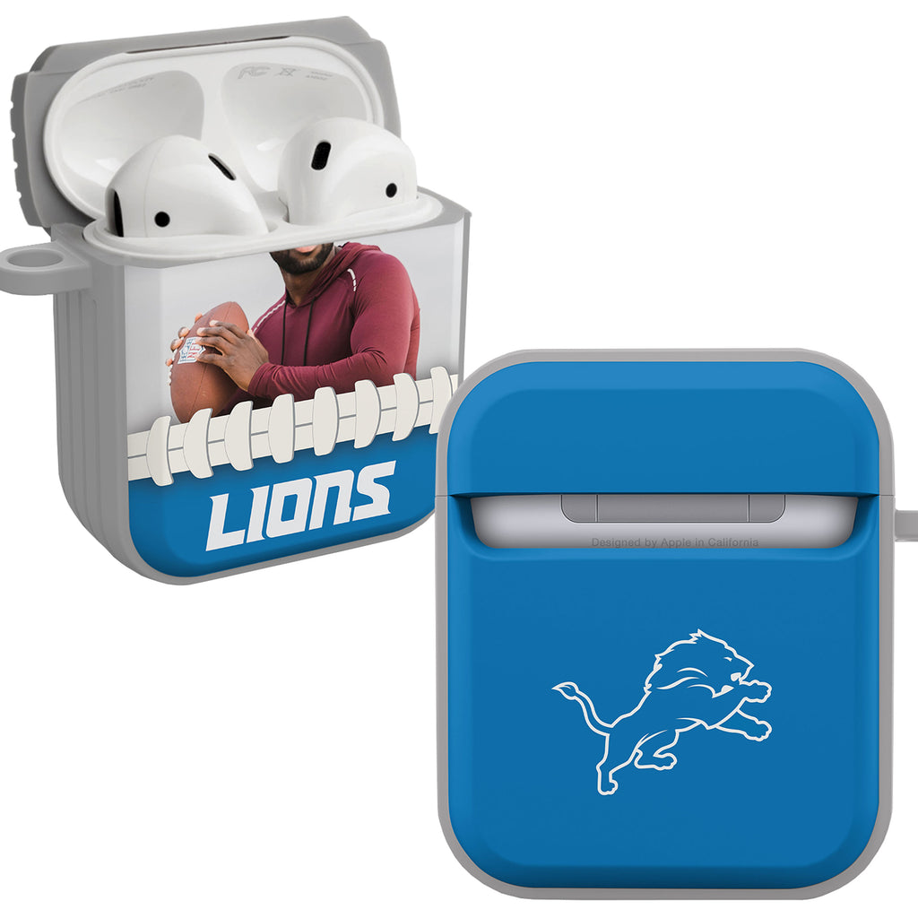 Black Detroit Lions Personalized AirPods Case Cover