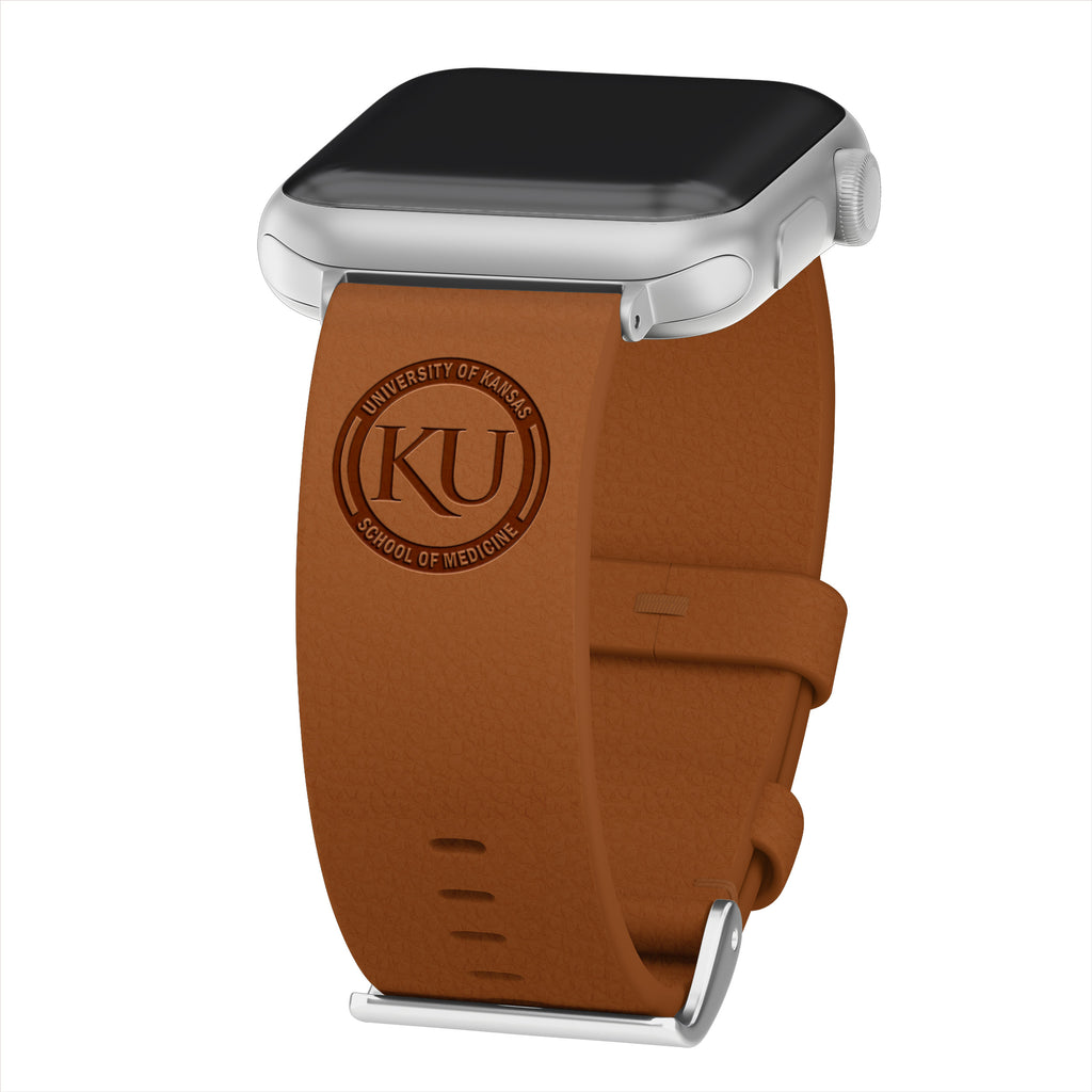 University of Kansas School of Medicine Leather Apple Watch Band Tan