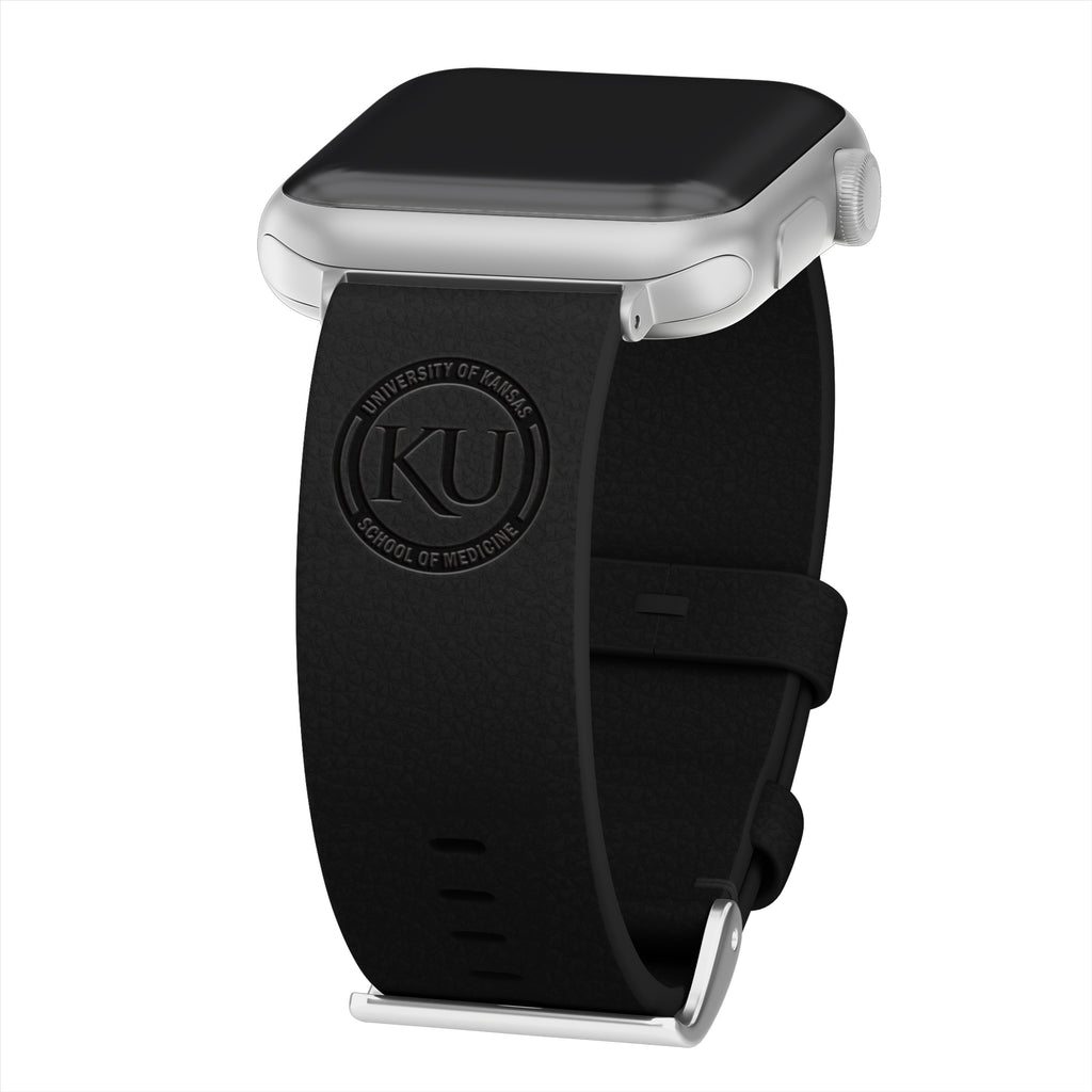 University of Kansas School of Medicine Leather Apple Watch Band Black