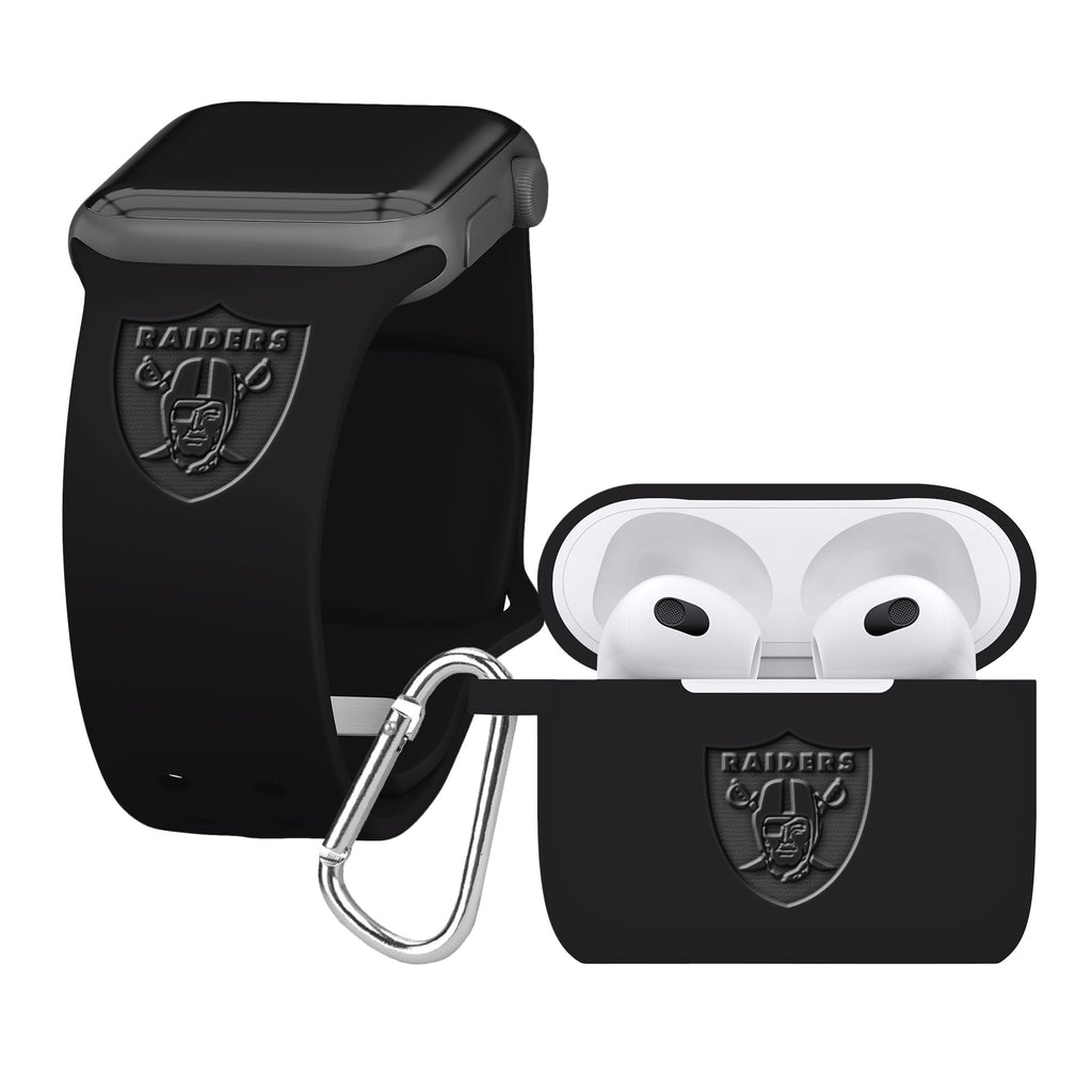GAME TIME Las Vegas Raiders Engraved Silicone Case Cover Compatible with  Apple AirPods Gen 3 (Black)