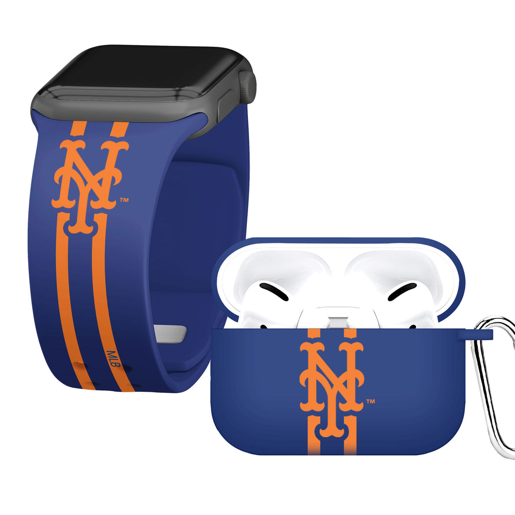 MLB New York Mets Apple Watch Compatible Leather Band 42/44mm - Black