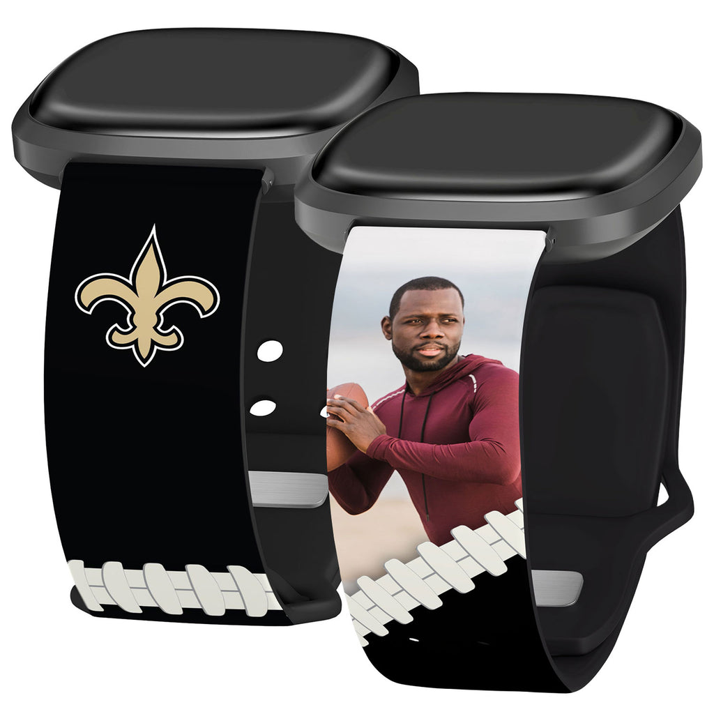 Black New Orleans Saints Silicone Apple Watch Band