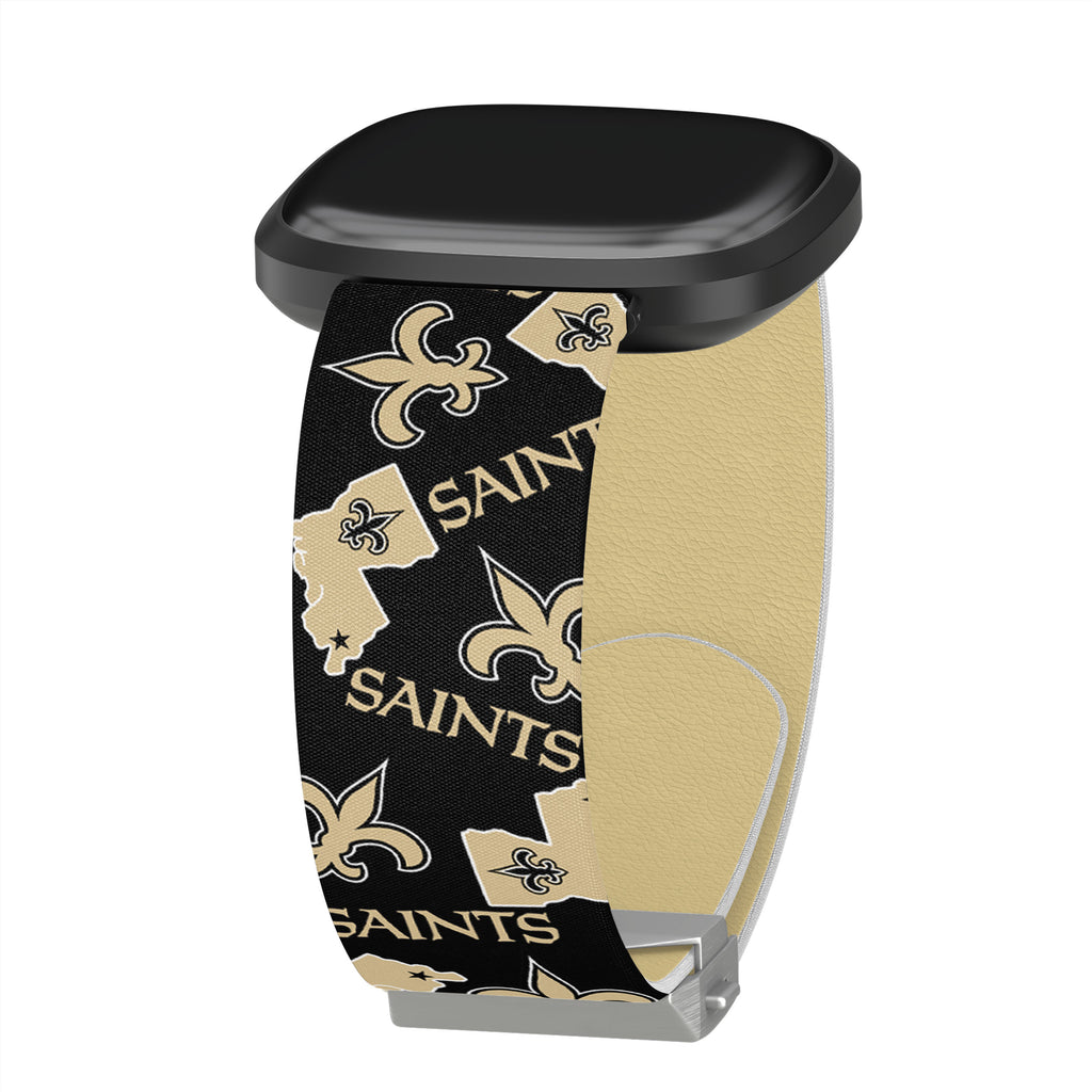 Black New Orleans Saints Silicone Apple Watch Band