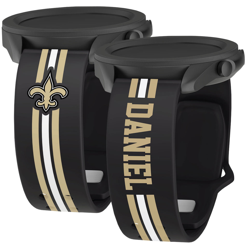 Black New Orleans Saints Silicone Apple Watch Band