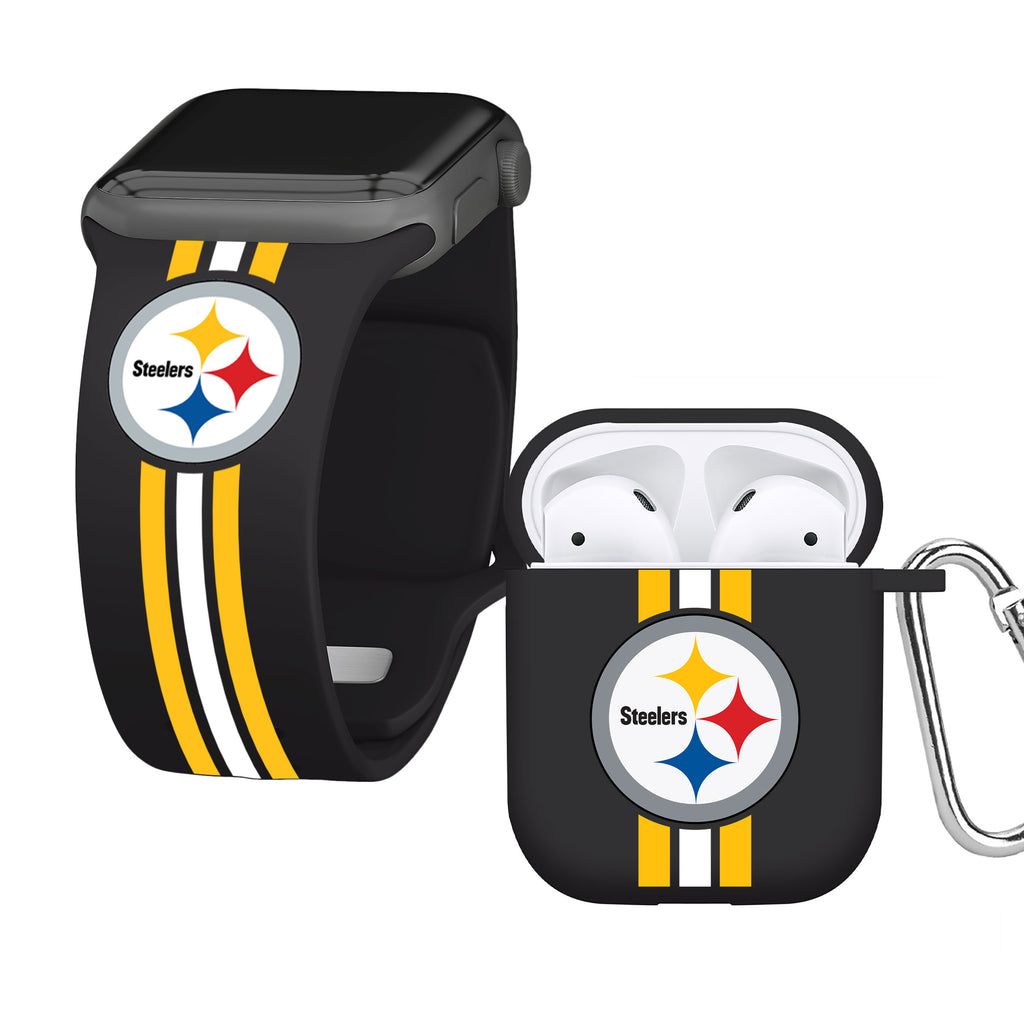 Pittsburgh Steelers Black Leather Apple Watch Band