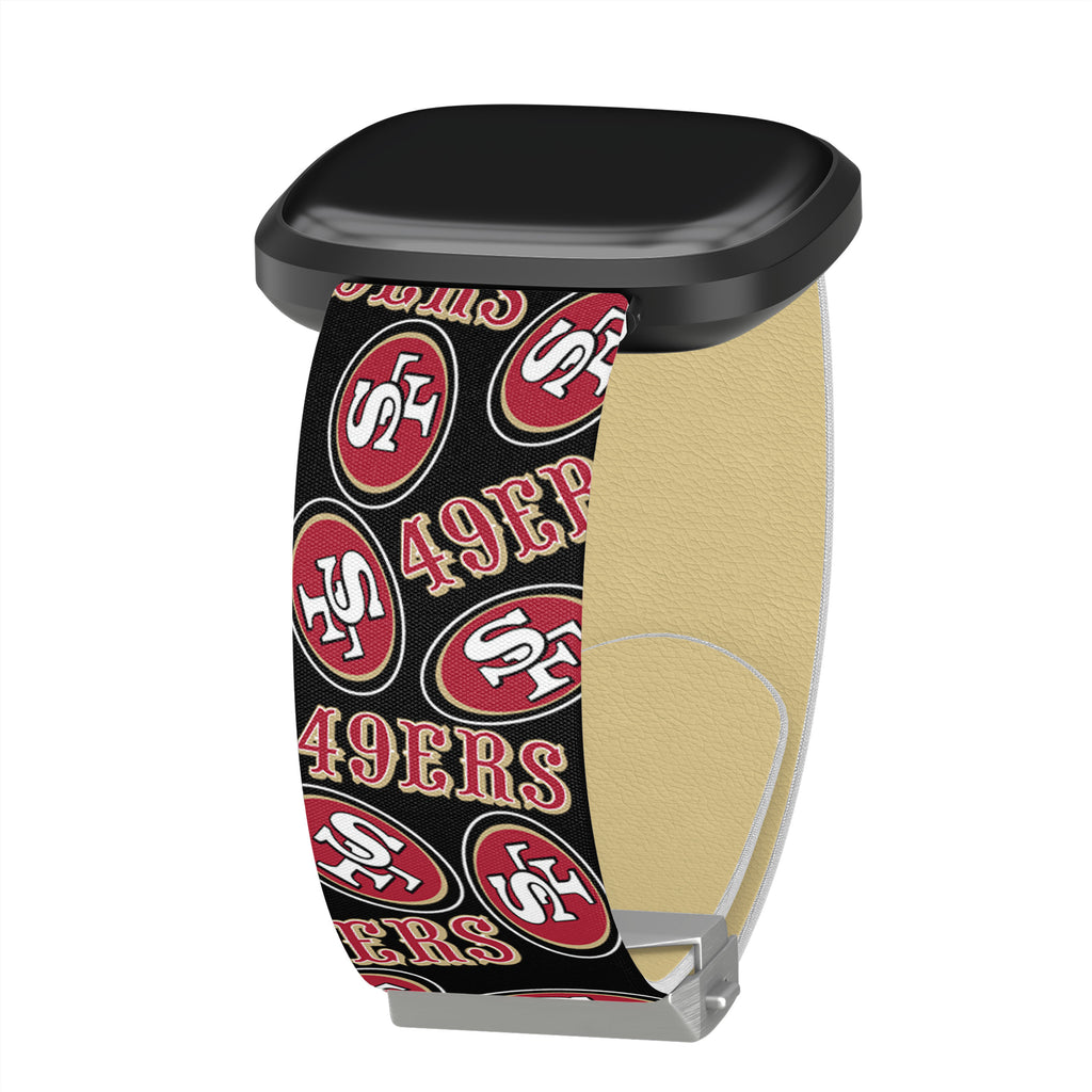 Black San Francisco 49ers Leather Apple Watch Band