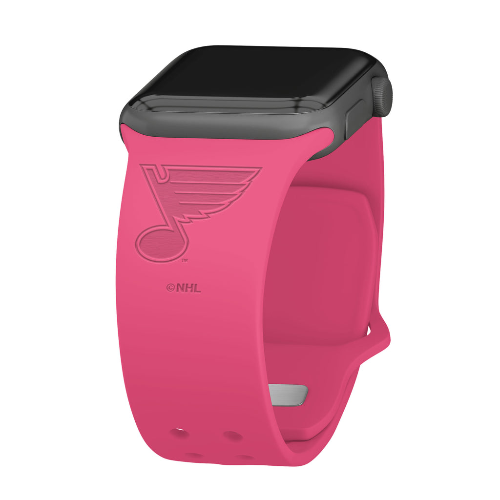 Affinity Bands St. Louis Blues Engraved Silicone 'Slim' Apple Watch Band Pink / 42/44/45mm