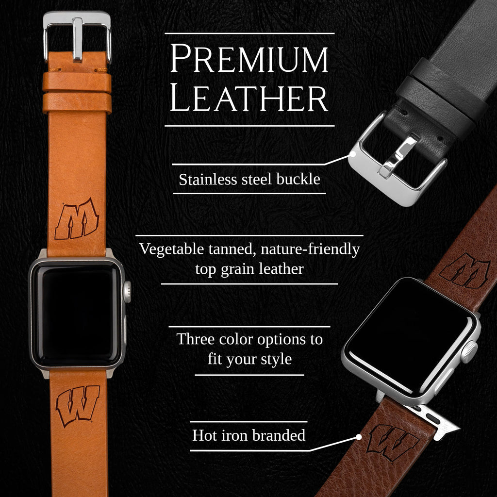Wisconsin Watch Band Wisconsin Badgers Premium Leather Apple Watch Band – Affinity Bands