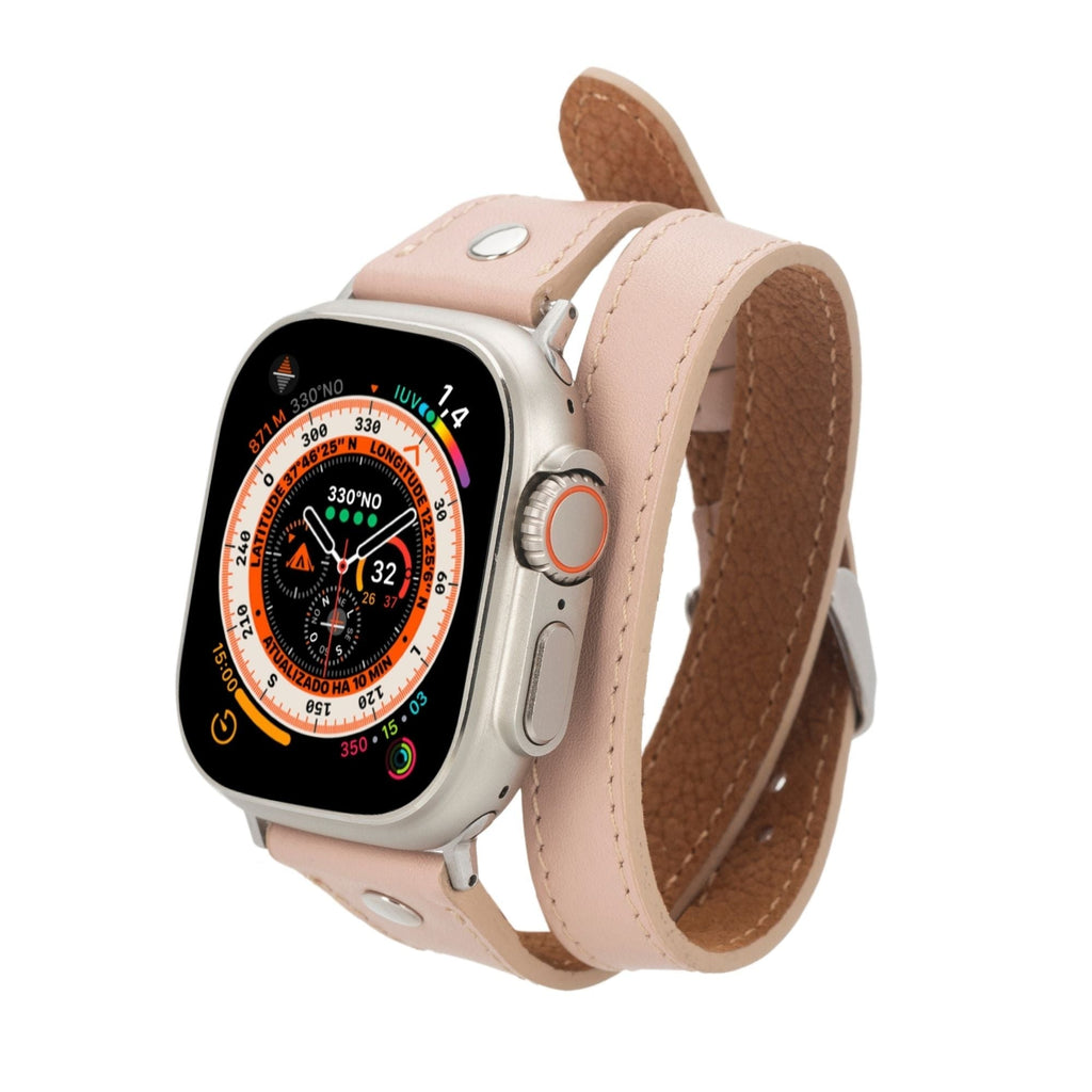 Basin Double Tour Leather Bands for Apple Watch 9, Ultra and SE