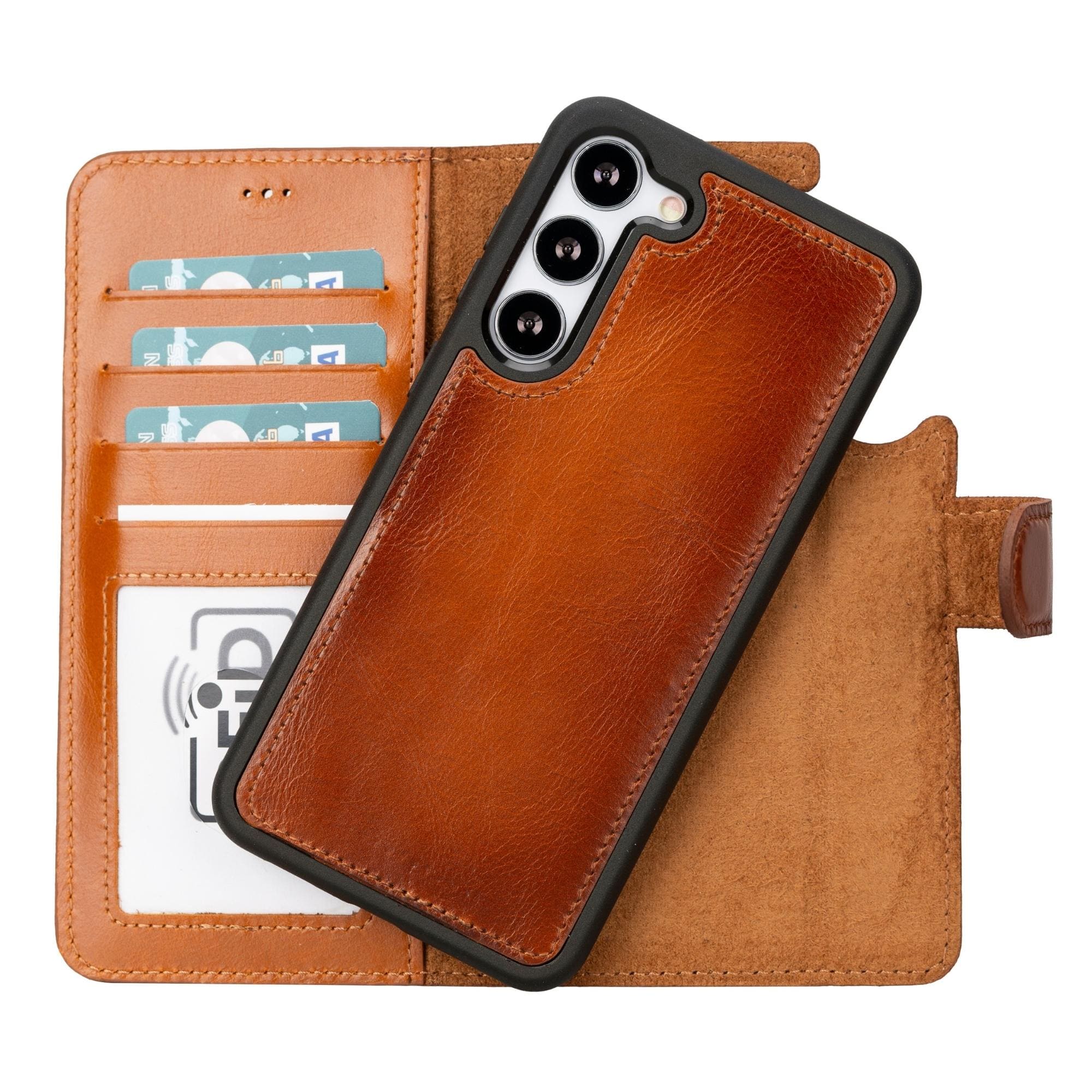 Magic Samsung Galaxy S23 Plus Leather Detachable Wallet Case Tan