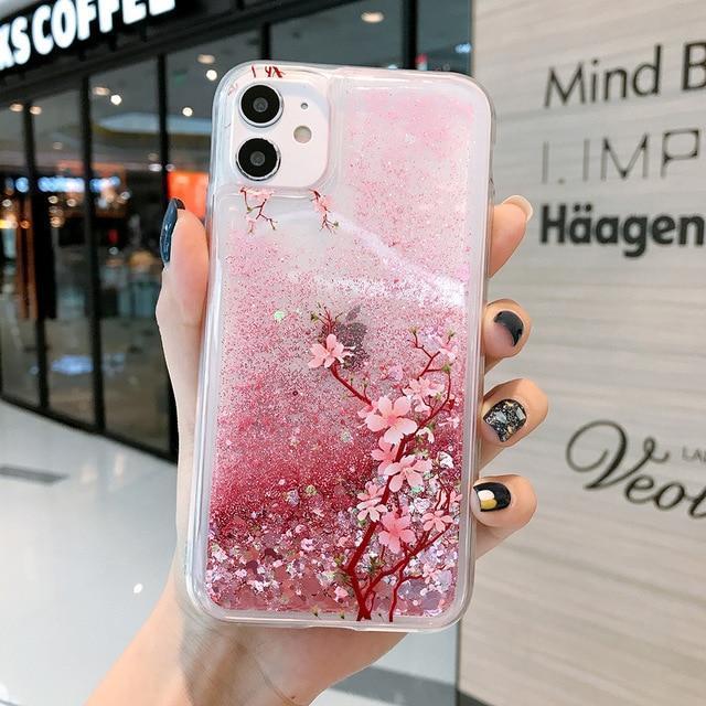 Cherry Blossom Glitter Phone Case For iPhone 8 Plus / 1 Cherry Blossom Glitter Phone Case For iPhone 8 Plus / 1