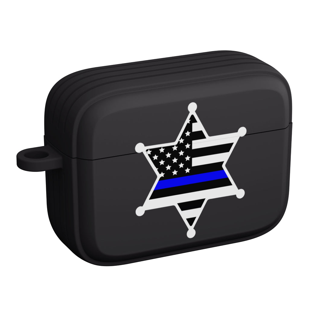Thin Blue Line Sheriff Badge AirPods Pro Case Angle