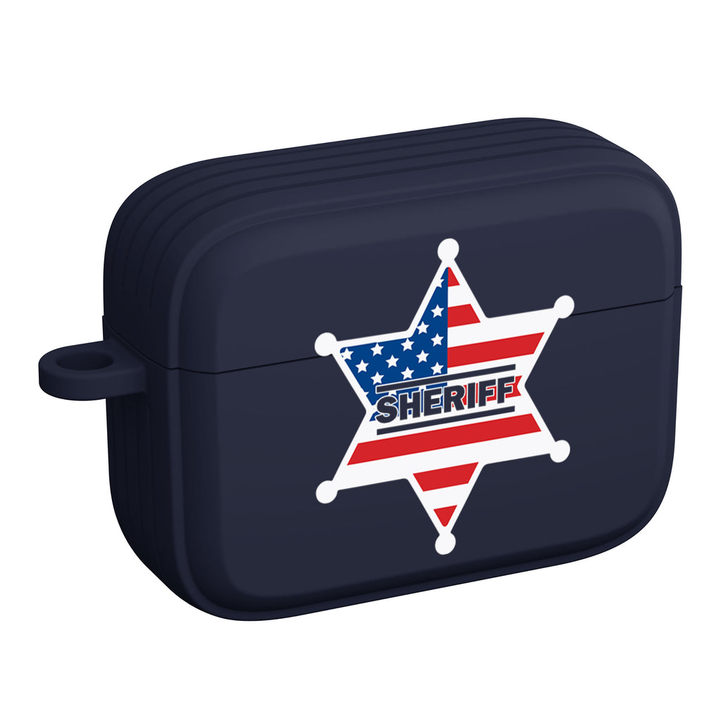 American Flag Sheriff Badge AirPods Pro Case Angle