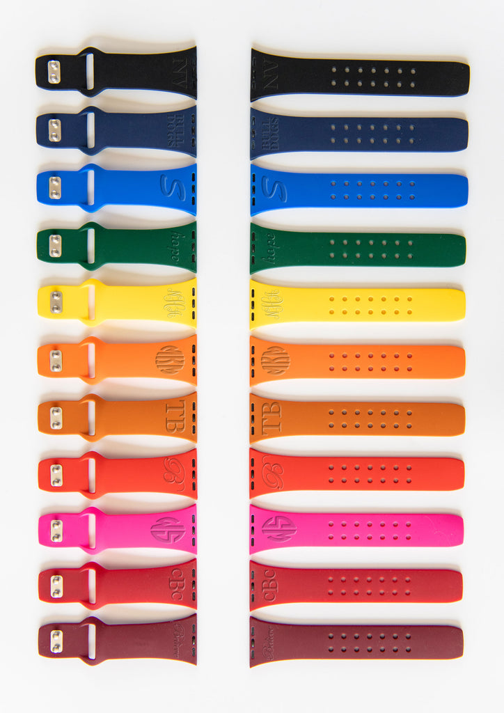 Custom Text or Monogram - Apple Silicone Watch Band - AffinityBands