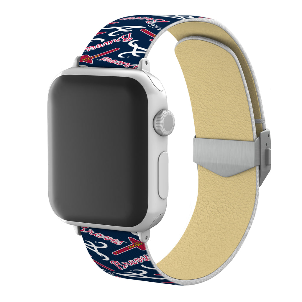 Atlanta Braves Full Print Watch Band With Engraved Buckle - AffinityBands