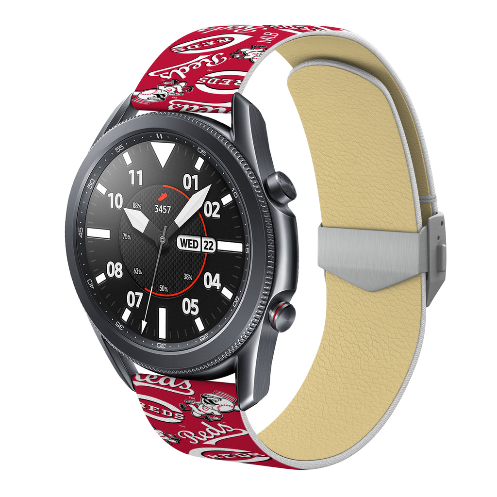 Cincinnati Reds Full Print Quick Change Watch Band With Engraved Buckle - AffinityBands
