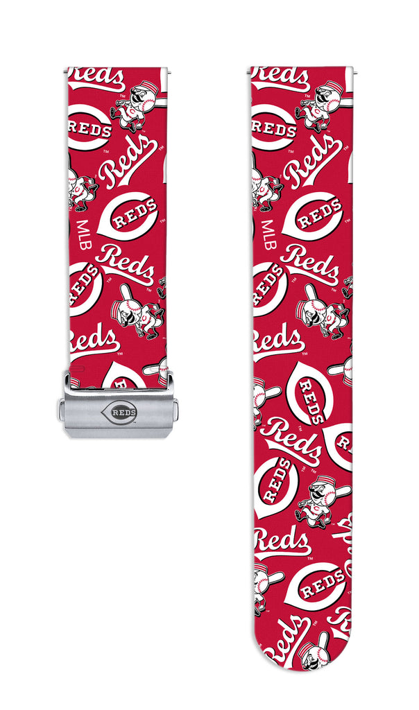 Cincinnati Reds Full Print Quick Change Watch Band With Engraved Buckle - AffinityBands