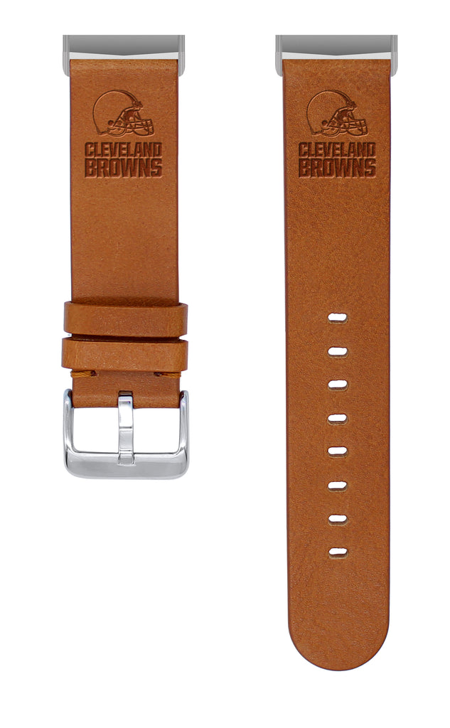 Affinity Bands Cleveland Browns Leather Fitbit Watch Band Tan / Long