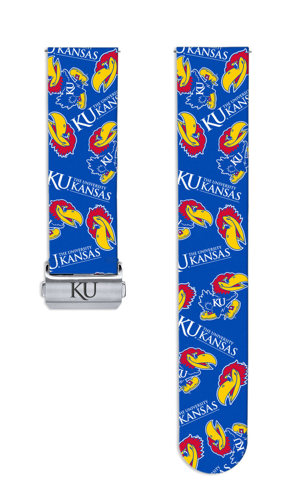 Kansas Jayhawks Full Print Quick Change Watch Band With Engraved Buckle - AffinityBands