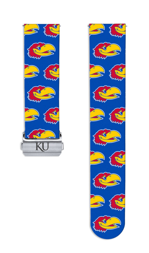 Kansas Jayhawks Full Print Quick Change Watch Band With Engraved Buckle - AffinityBands