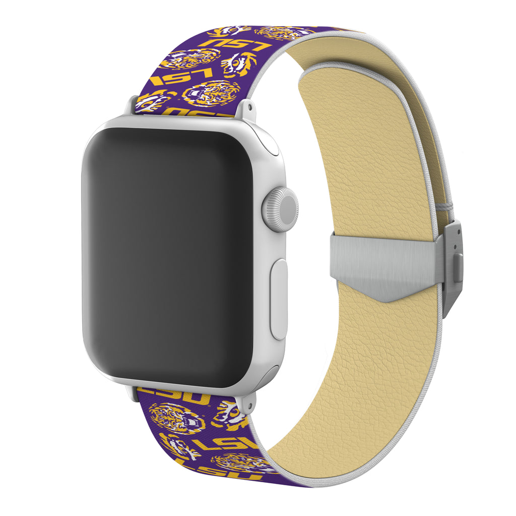 Louisiana State Tigers Full Print Watch Band With Engraved Buckle - AffinityBands