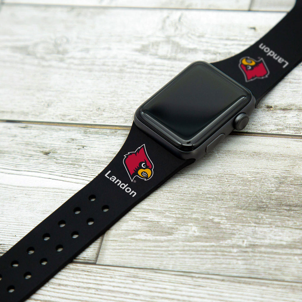Louisville Cardinals Personalized Silicone Apple Watch Band