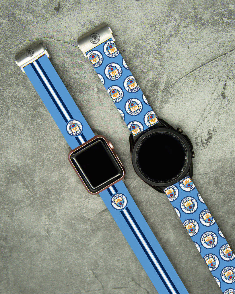 Manchester City Full Print Apple Watch Band With Engraved Buckle - Affinity Bands