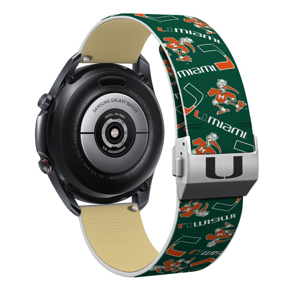 Miami Hurricanes Full Print Quick Change Watch Band With Engraved Buckle - AffinityBands