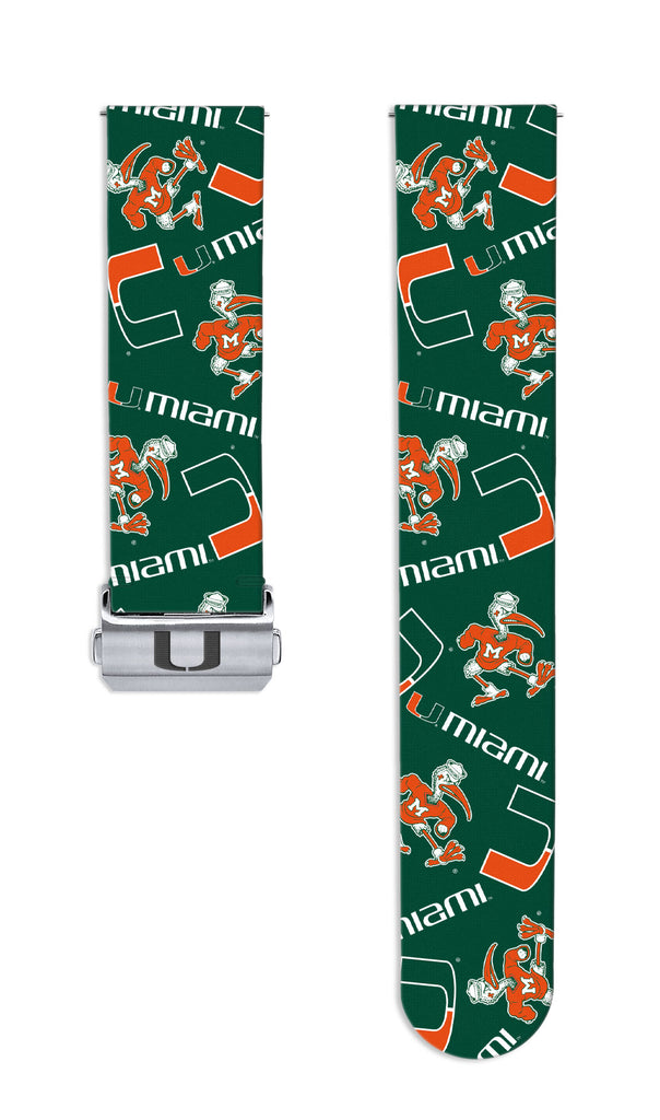 Miami Hurricanes Full Print Quick Change Watch Band With Engraved Buckle - AffinityBands