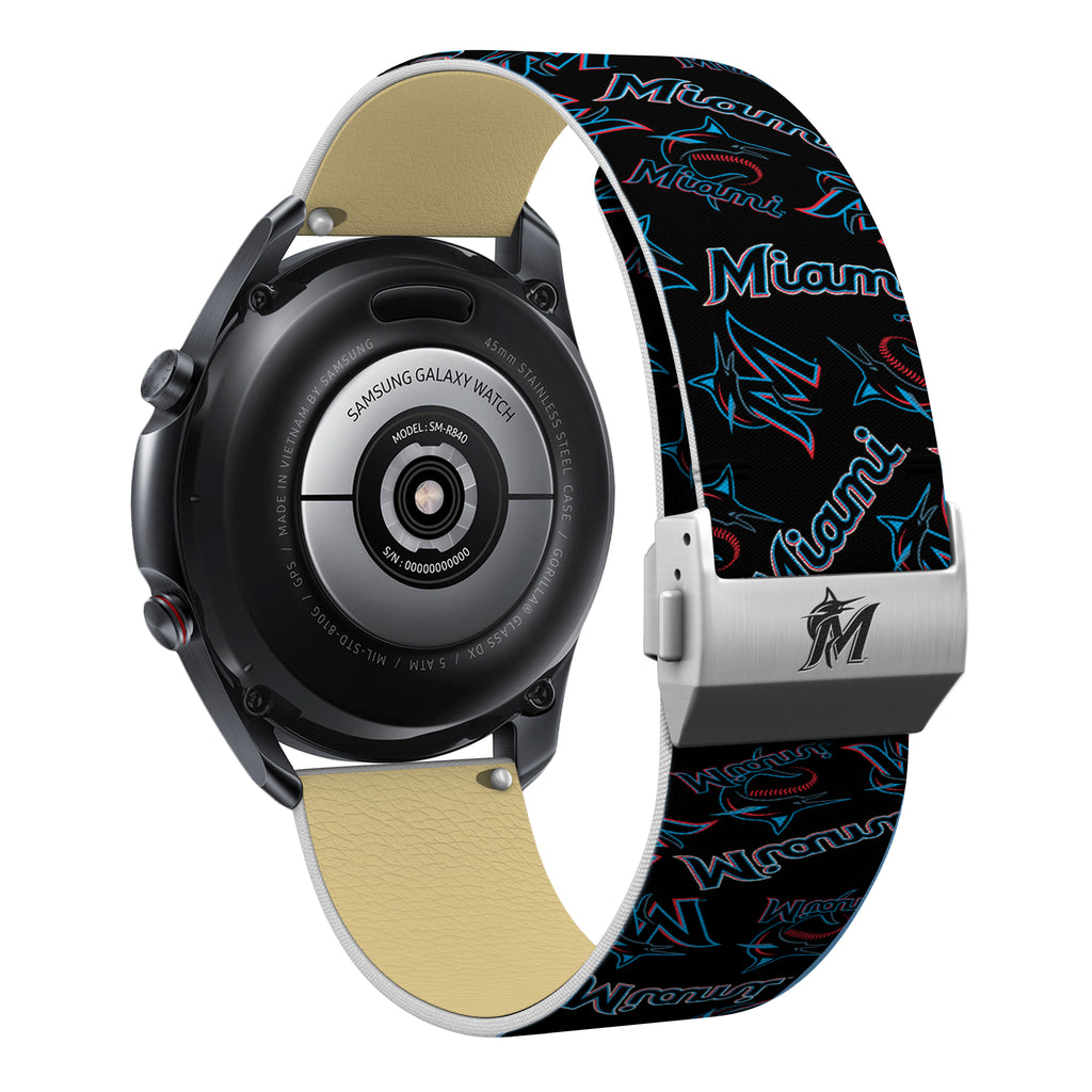Miami Marlins Full Print Quick Change Watch Band With Engraved Buckle - AffinityBands