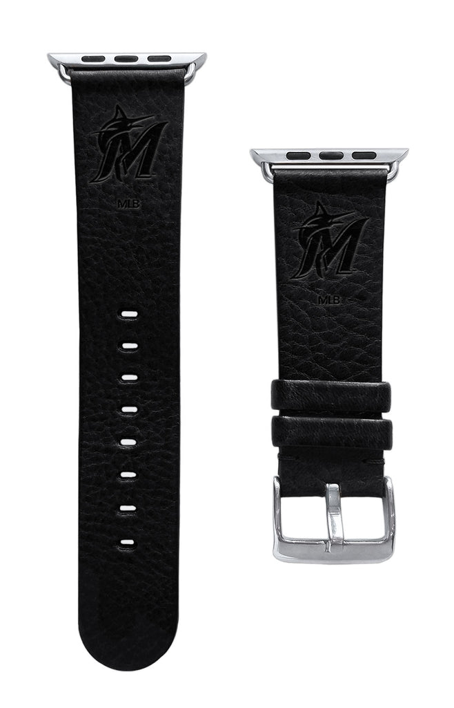 Miami Marlins Leather Band Compatible with Apple Watch - AffinityBands