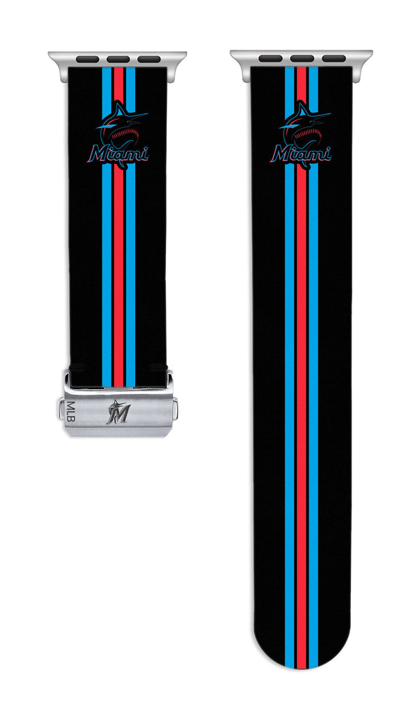 Miami Marlins Full Print Watch Band With Engraved Buckle - AffinityBands