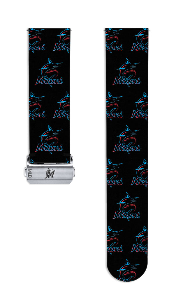 Miami Marlins Full Print Quick Change Watch Band With Engraved Buckle - AffinityBands