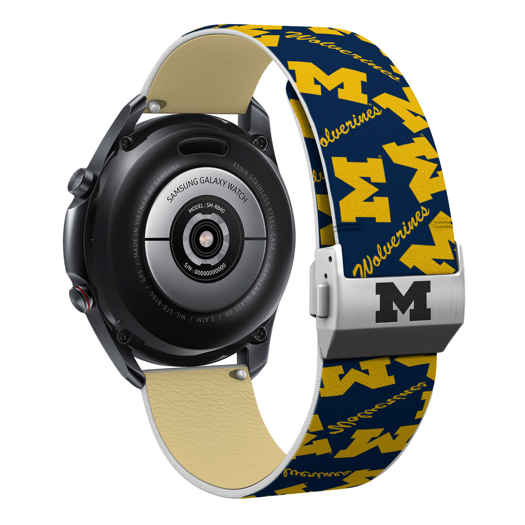 Michigan Wolverines Full Print Quick Change Watch Band With Engraved Buckle - AffinityBands