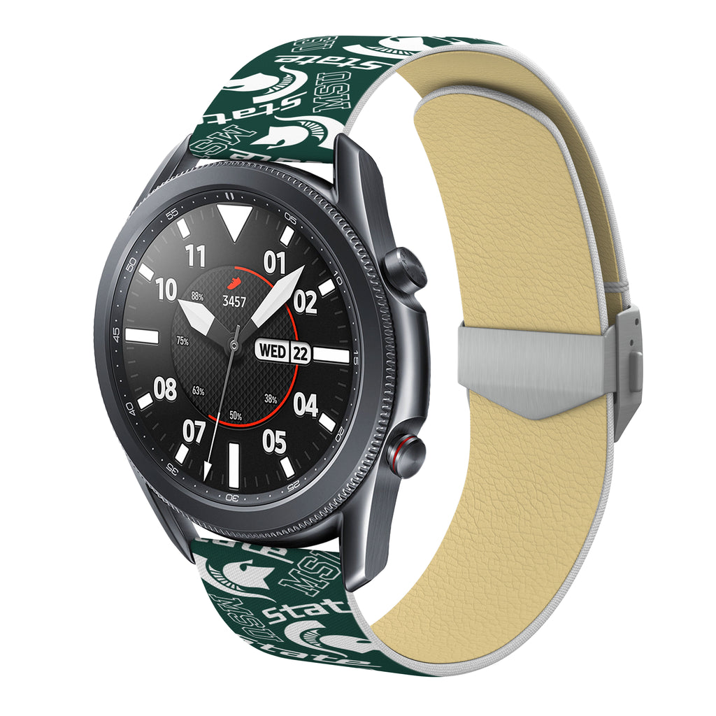 Michigan State Spartans Full Print Quick Change Watch Band With Engraved Buckle - AffinityBands