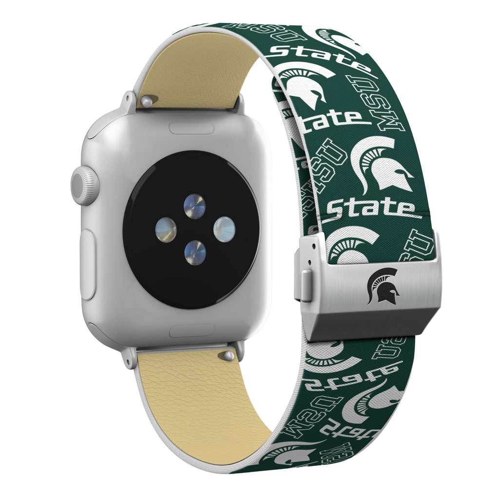 Michigan State Spartans Full Print Watch Band With Engraved Buckle - AffinityBands