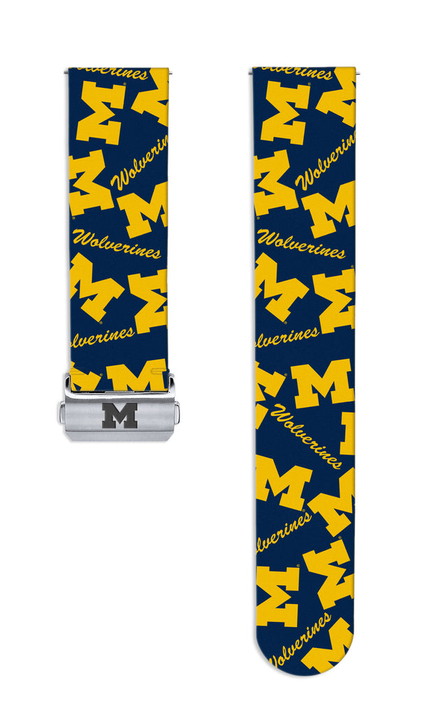Michigan Wolverines Full Print Quick Change Watch Band With Engraved Buckle - AffinityBands
