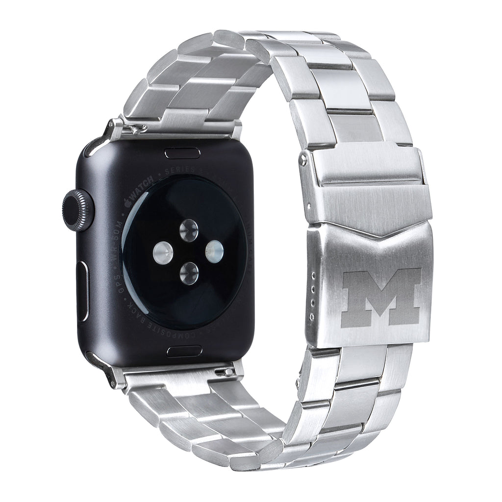 Michigan Wolverines Stainless Steel Link Style Apple Watch Band - AffinityBands