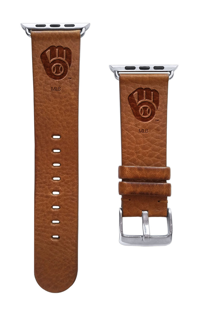 Milwaukee Brewers Leather Band Compatible with Apple Watch - AffinityBands