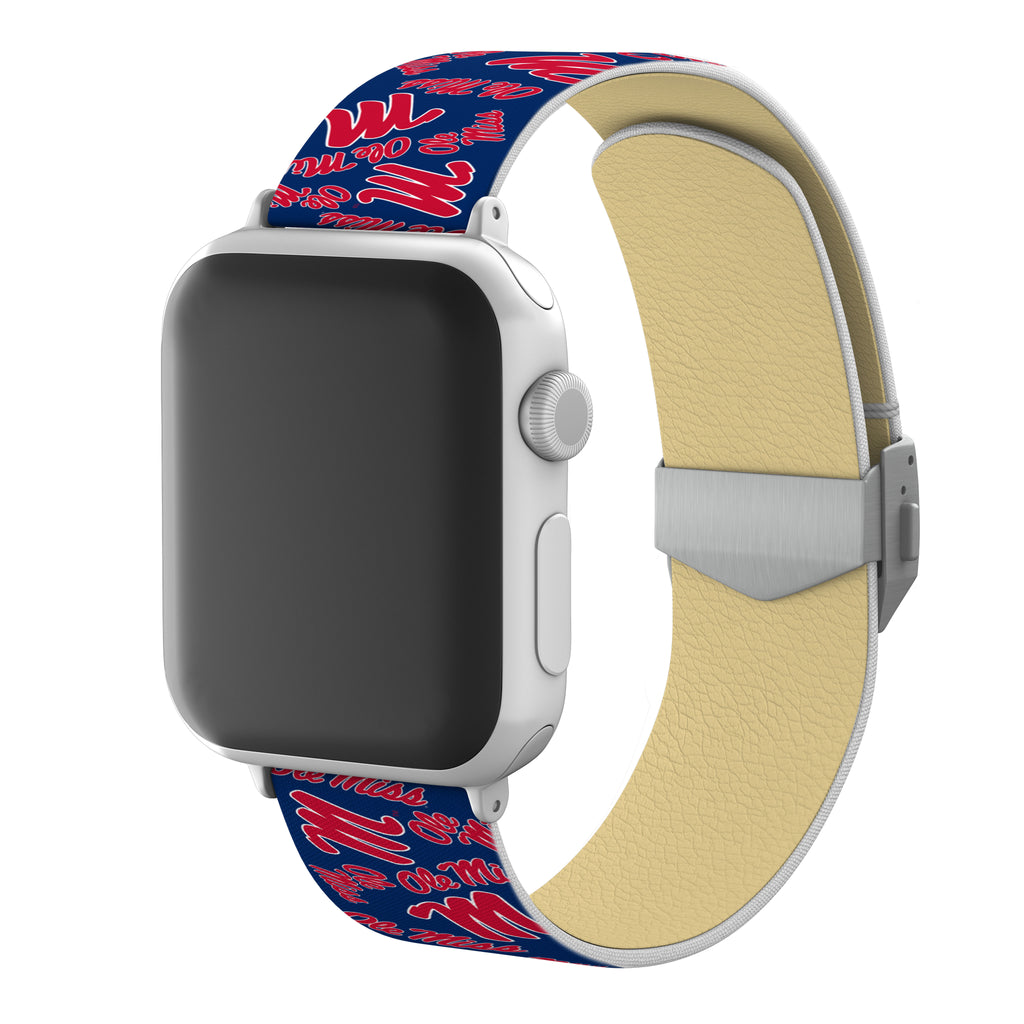 Mississippi Ole Miss Full Print Watch Band With Engraved Buckle - AffinityBands