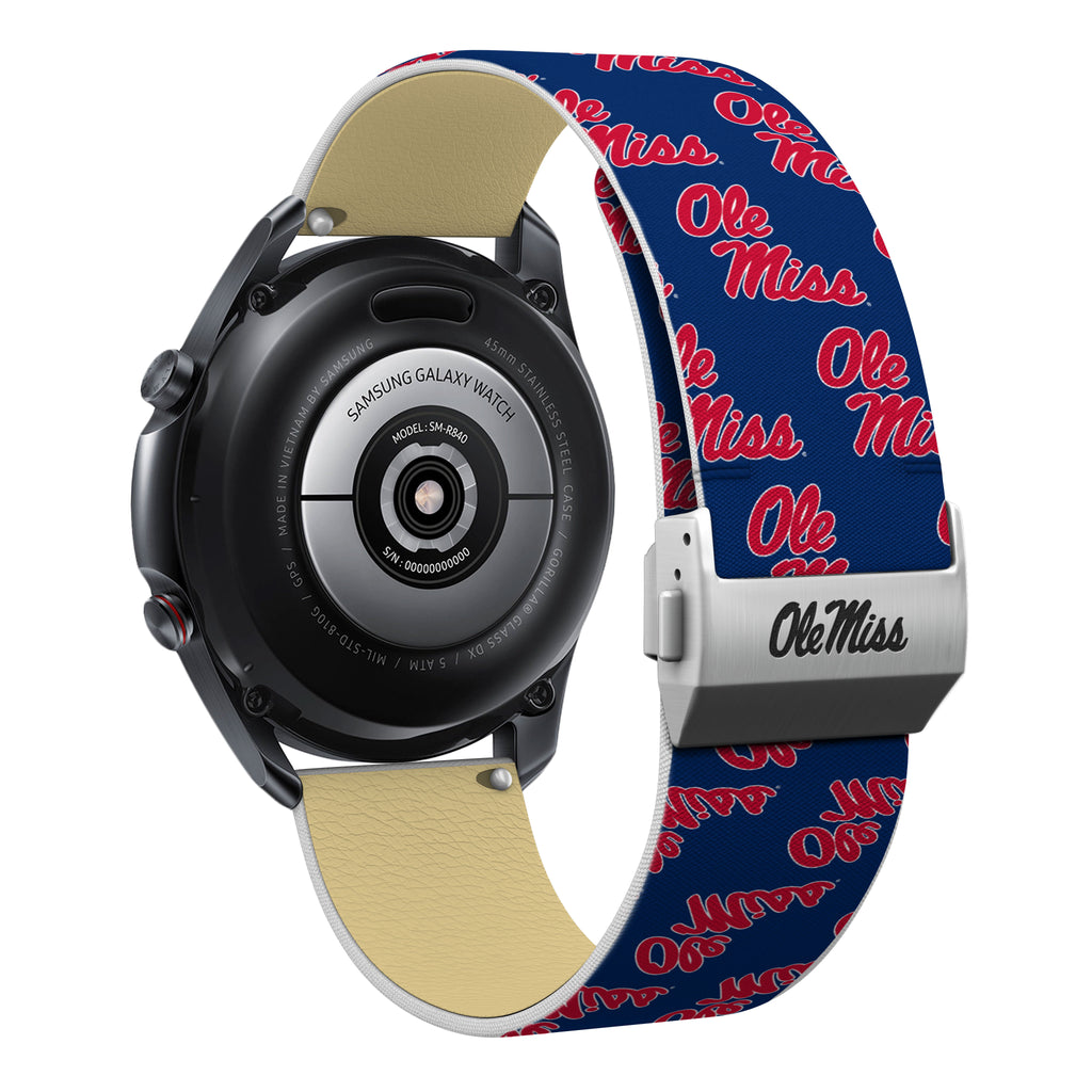 Mississippi Ole Miss Full Print Quick Change Watch Band With Engraved Buckle - AffinityBands
