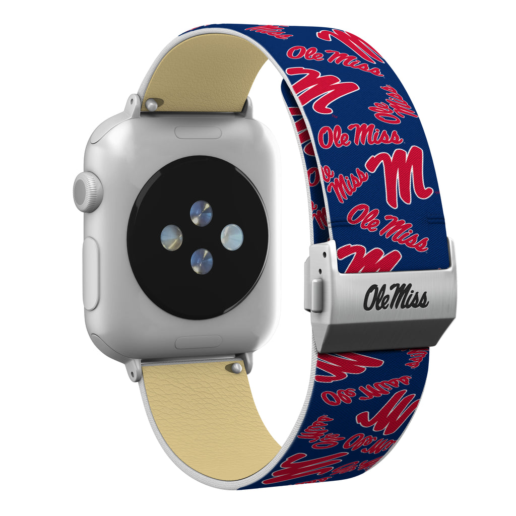 Mississippi Ole Miss Full Print Watch Band With Engraved Buckle - AffinityBands