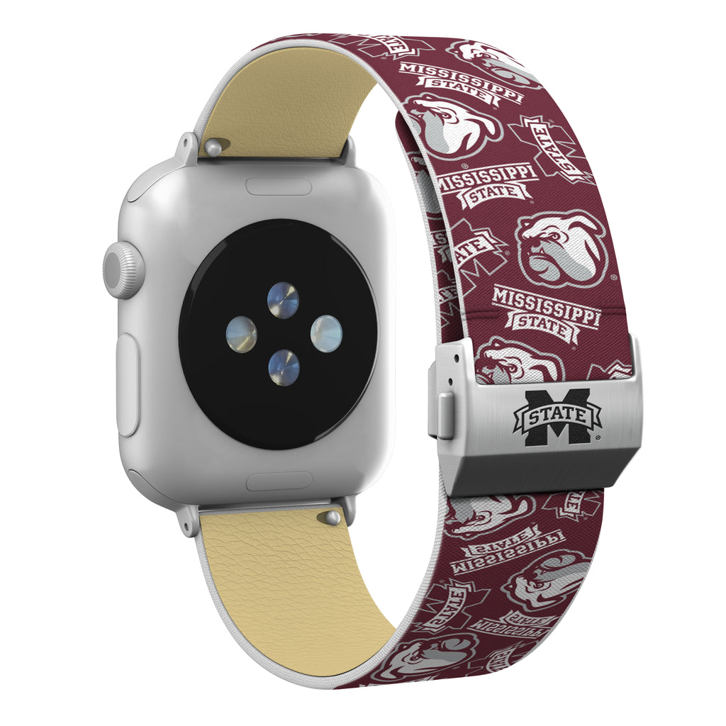 Mississippi State Bulldogs Full Print Watch Band With Engraved Buckle - AffinityBands