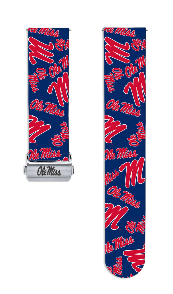 Mississippi Ole Miss Full Print Quick Change Watch Band With Engraved Buckle - AffinityBands